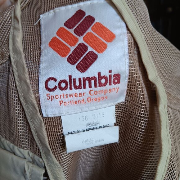 Men's Small Vintage Columbia Fly Fishing Vest Beige Mesh Nylon USA - Picture 5 of 6